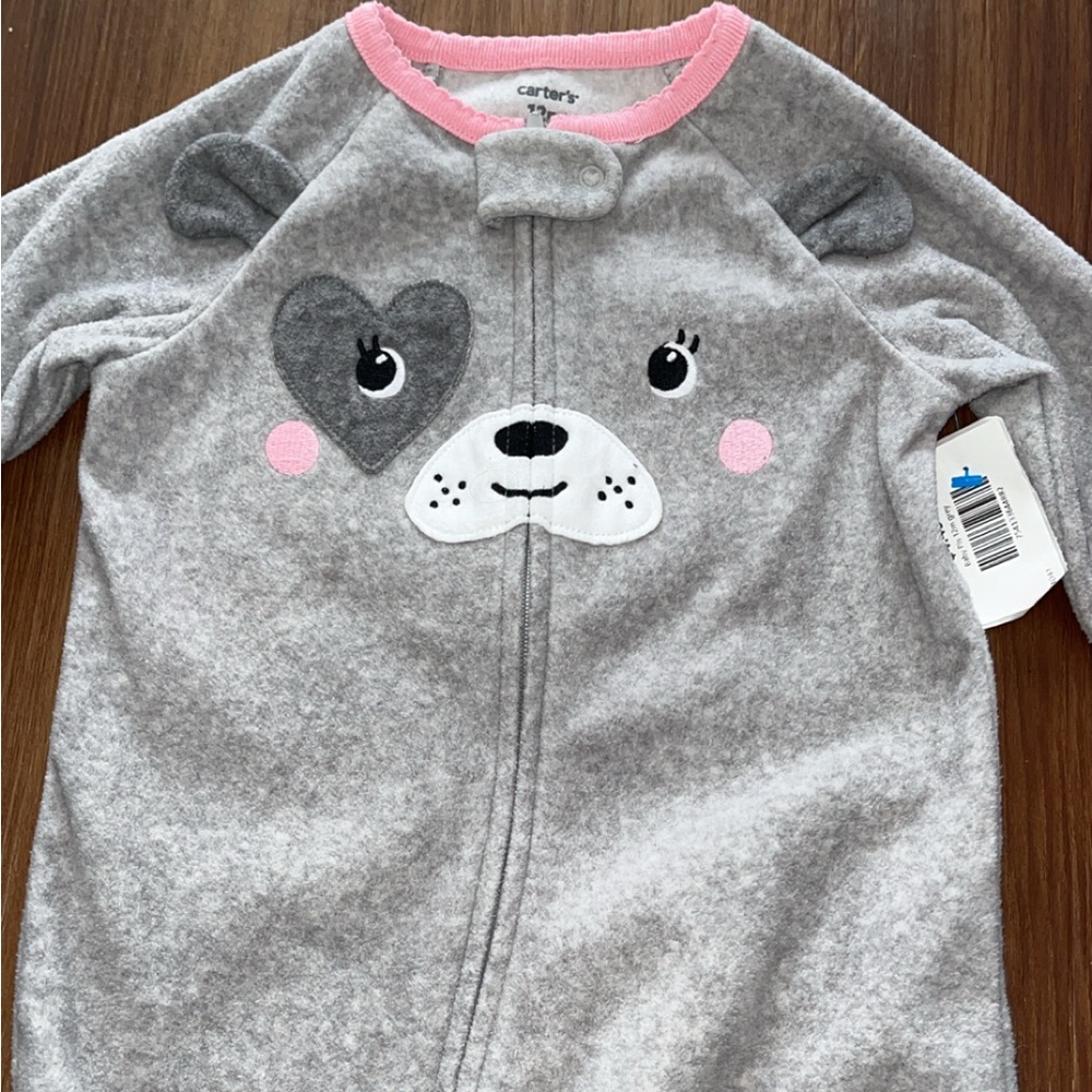 Carter's Gray and Pink Bear One Piece